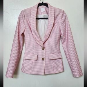 Amber x Meshki gingham white pink blazer jacket size 0 XS